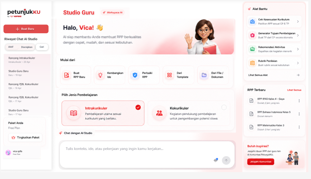 Tampilan dashboard PetunjukKU